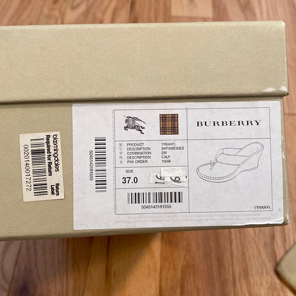 Burberry Calf Leather Thong Sandal Wedge with Box size 37 - Picture 10 of 11